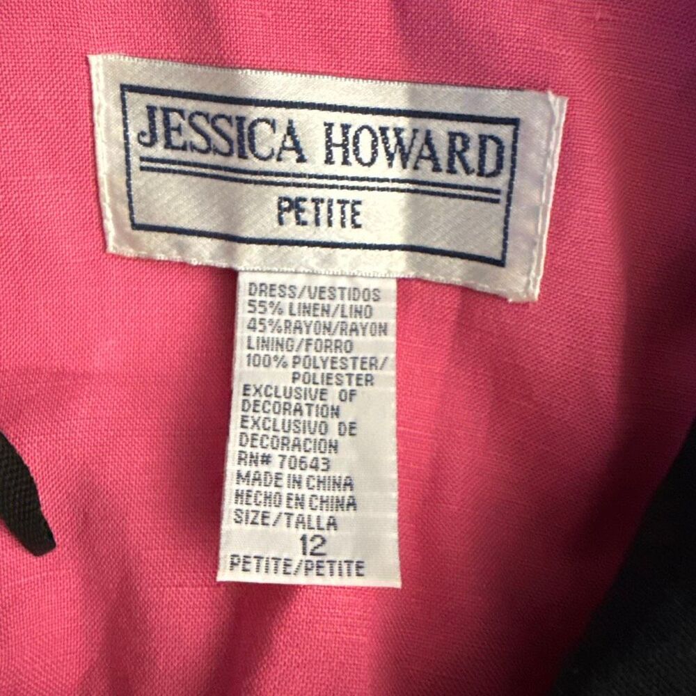 Vintage 90s Jessica Howard Petite Black Linen Blend Sailor Midi Dress Nautical P - Picture 14 of 16